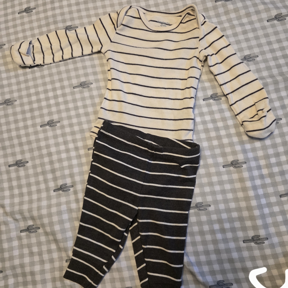Carter's Cream & Black Striped Baby Matching Set